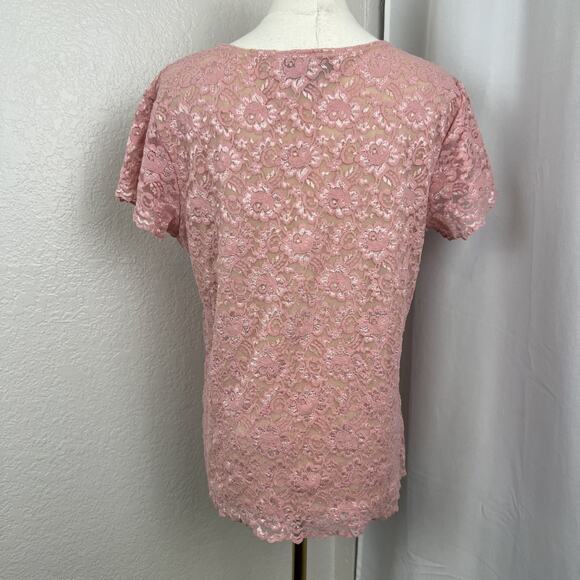 VTG Dialogue Top Womens Large Pink Lace Babydoll Fairy Y2K Soft Girl Romantic - Picture 4 of 8